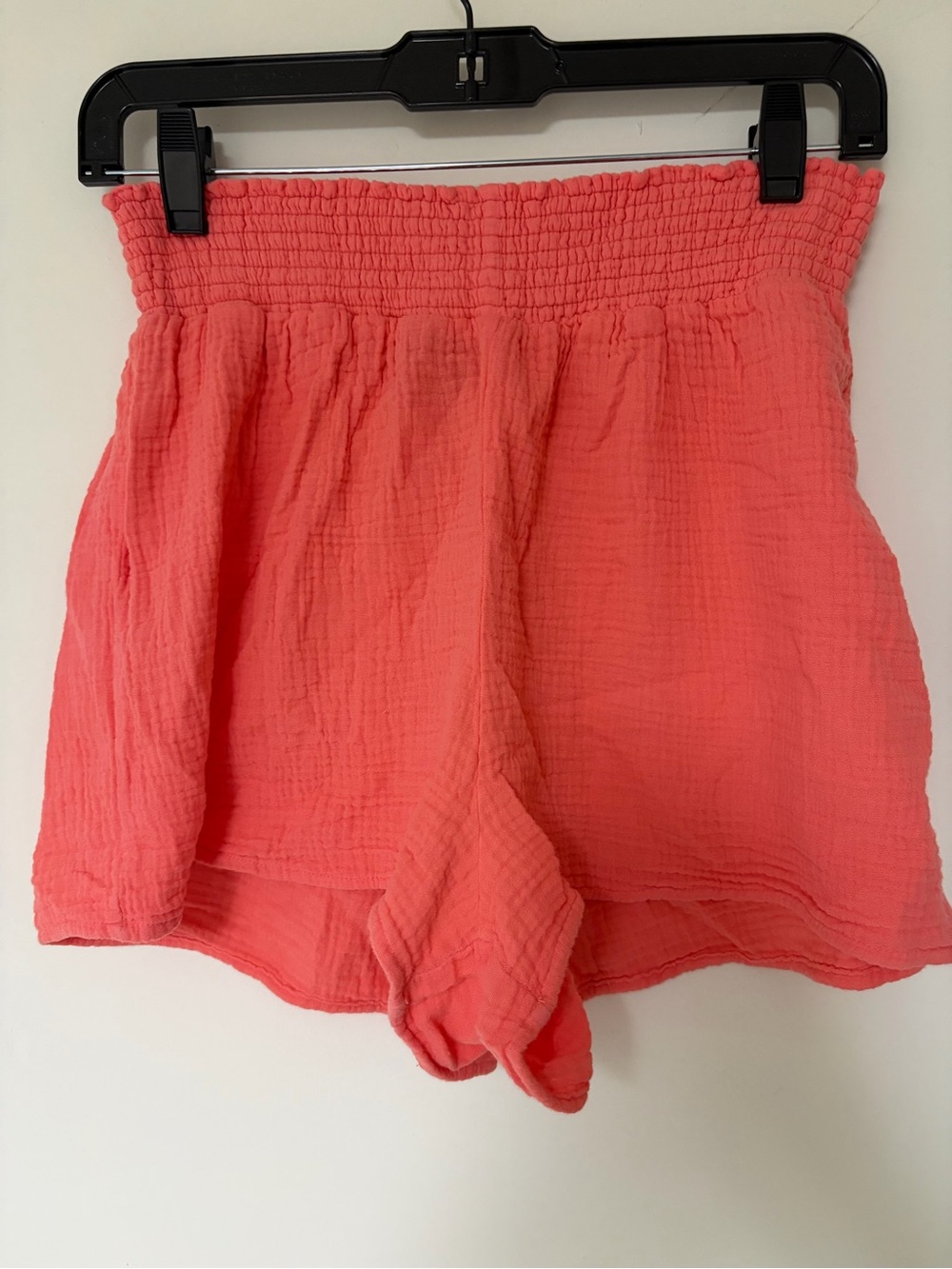 bobi Coral Smocked-Waist High-Rise Shorts